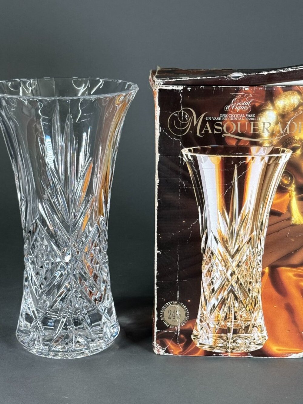 Vintage Cristal d'Arques Masquerade Crystal Vase 11.75" Huge Flared 24% Lead